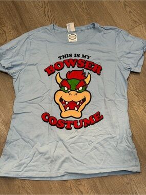 Port & Company Fan Favorite Blue Bowser Super Mario Costume Graphic T-Shirt L